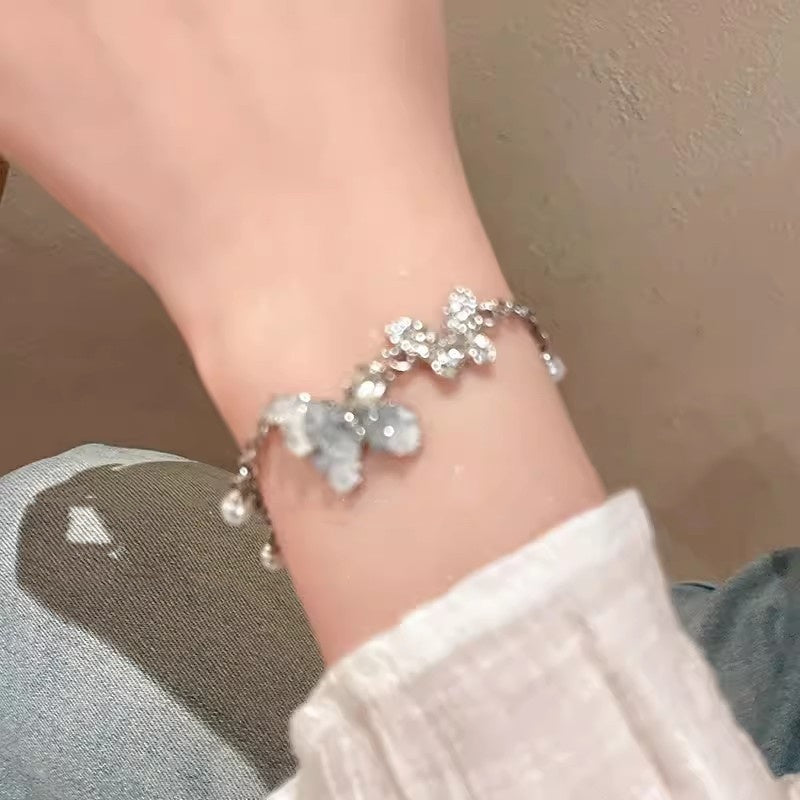 Female Casual Gradient Blue Gravel Butterfly Bracelet