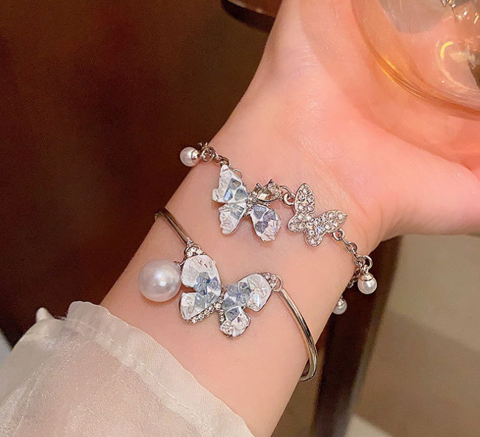 Female Casual Gradient Blue Gravel Butterfly Bracelet