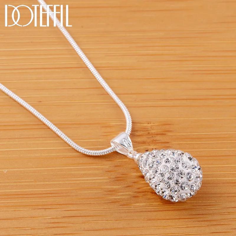 18 Inch Water Drop Pendant Full AAA Zircon Necklace For Women Fashion Wedding Party Charm Jewelry