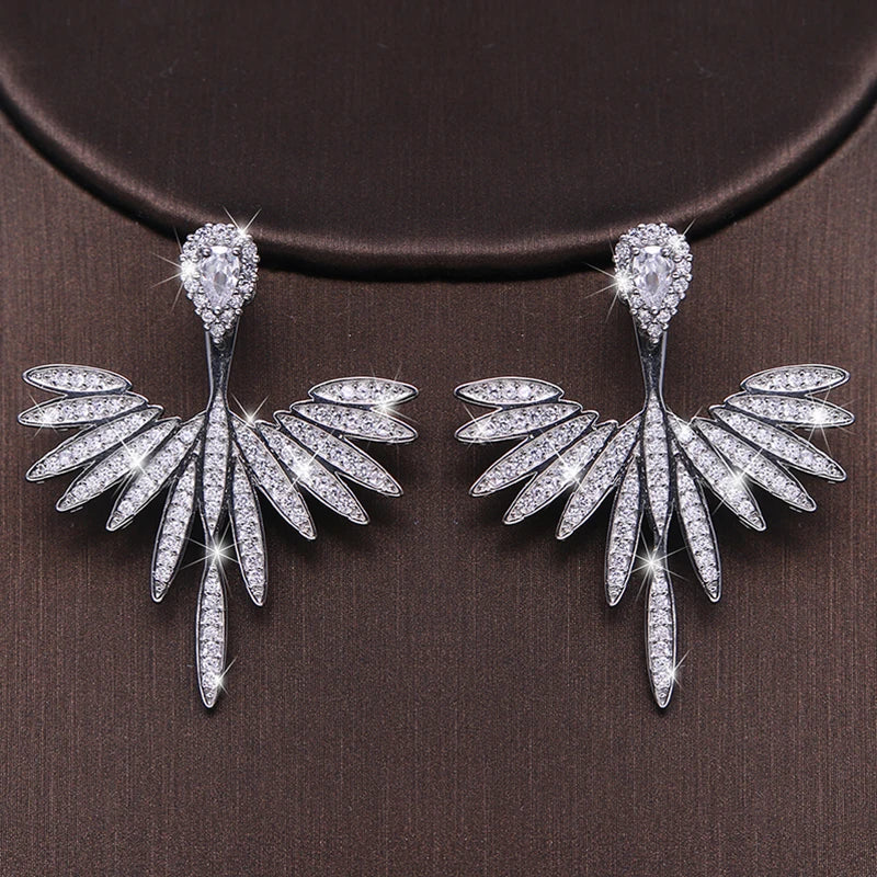 Luxury Trendy Marquise Flower Full Mirco Paved Crystal Zircon Naija Wedding Drop Earring Fashion Party Bridal Jewelry