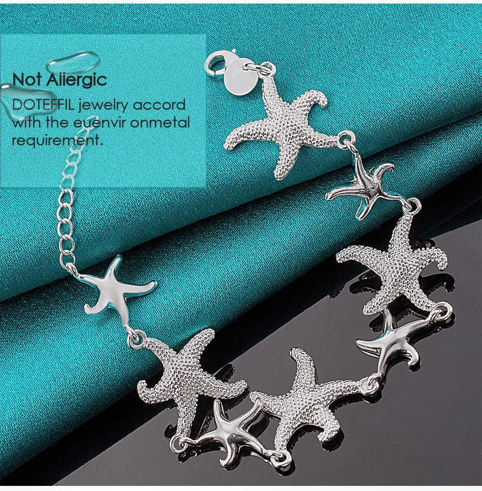 DOTEFFIL 925 Sterling Silver Charm Starfish Bracelet Chain For Women Wedding Engagement Party Fashion Jewelry