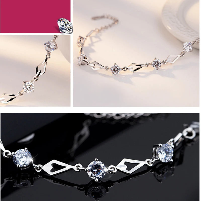 5mm 3.5cttw D Color Round Cut Moissanite Tennis Bracelet For Women 925 Sterling Silver Rhombus Hand Chain Fine Jewelry