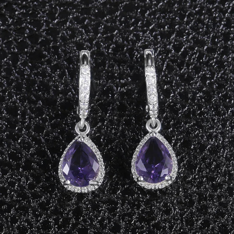 Cellacity Silver 925 Jewelry with Gemstones Water Drop Shaped Earrings for Women Amethyst Female Ear drops Anniversary Gifts