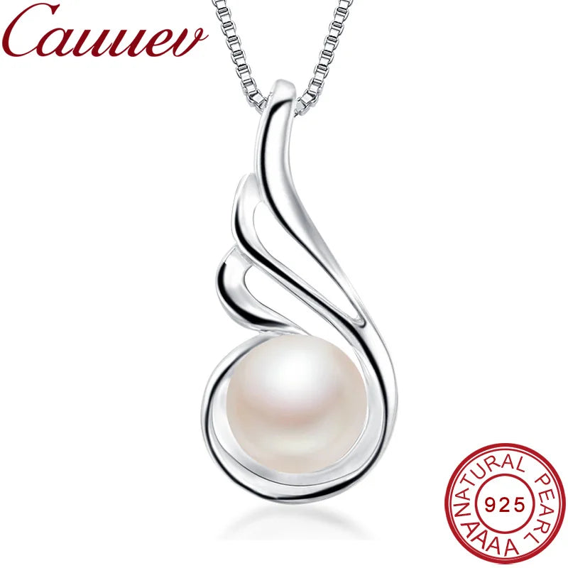 auuev Casual Natural Pearl Jewelry Hot Selling 925 Sterling Silver Zircon Pendant Necklace Party For Women Female fine Jewelry