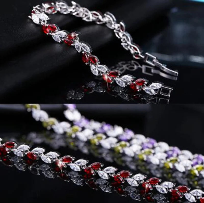 Exquisite Shining Rhinestone Zirconia Geometric Tennis Bracelet Women Fashion Trend Dinner Party Jewelry Girls Gift