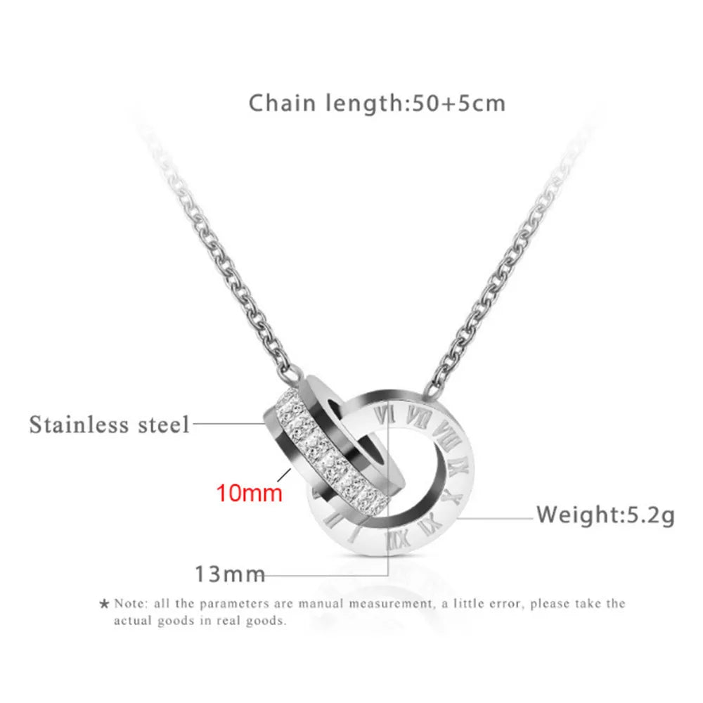 Luxury Roman Numeral Necklace Earring Bracelet Ring Set For Women Never Fade 316L Stainless Steel Wedding Jewelry Set Gift Box