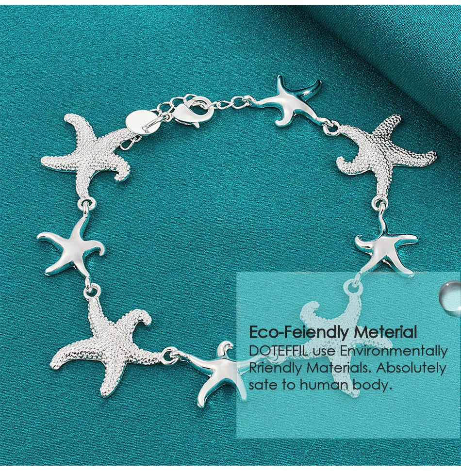 DOTEFFIL 925 Sterling Silver Charm Starfish Bracelet Chain For Women Wedding Engagement Party Fashion Jewelry