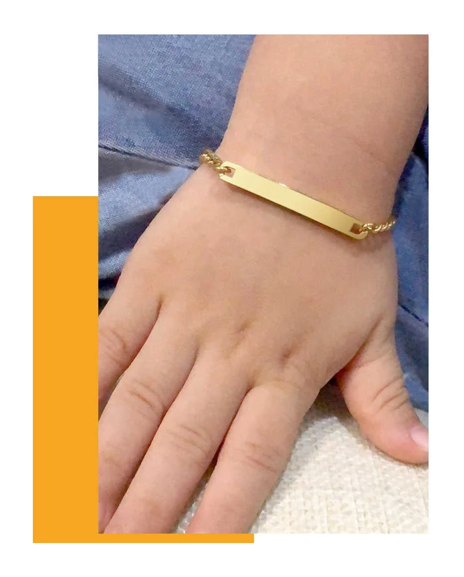 Vnox Personalize Custom Baby Girls Name Bracelet Gold Color Solid Stainless Steel Adjustable Boys Bracelet Gift to New Mom