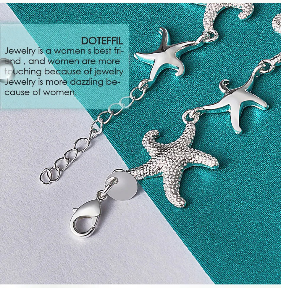 DOTEFFIL 925 Sterling Silver Charm Starfish Bracelet Chain For Women Wedding Engagement Party Fashion Jewelry