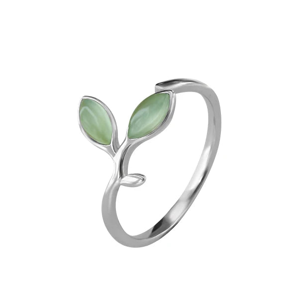 925 Sterling Silver Tree Leaf Open Rings For Women Fashion Lady Prevent Allergy Sterling-silver-jewelry