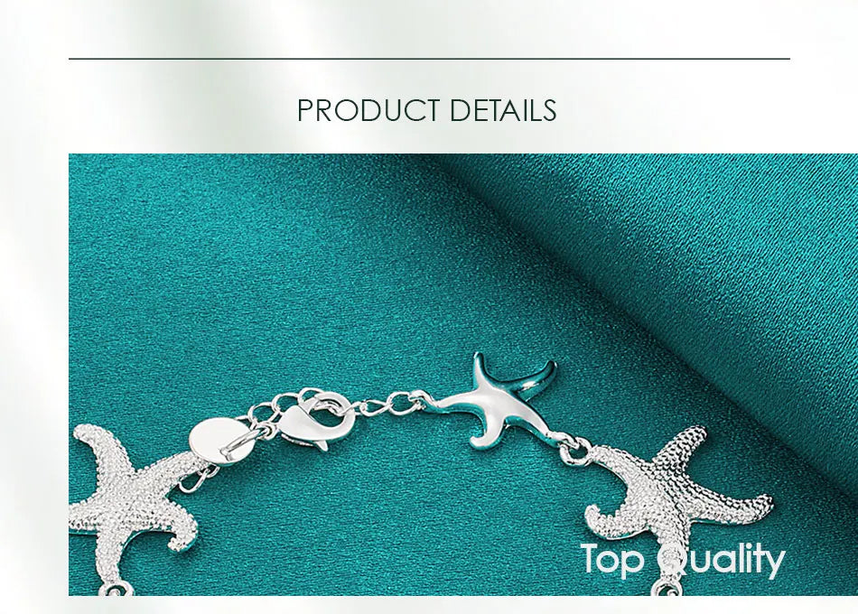 DOTEFFIL 925 Sterling Silver Charm Starfish Bracelet Chain For Women Wedding Engagement Party Fashion Jewelry