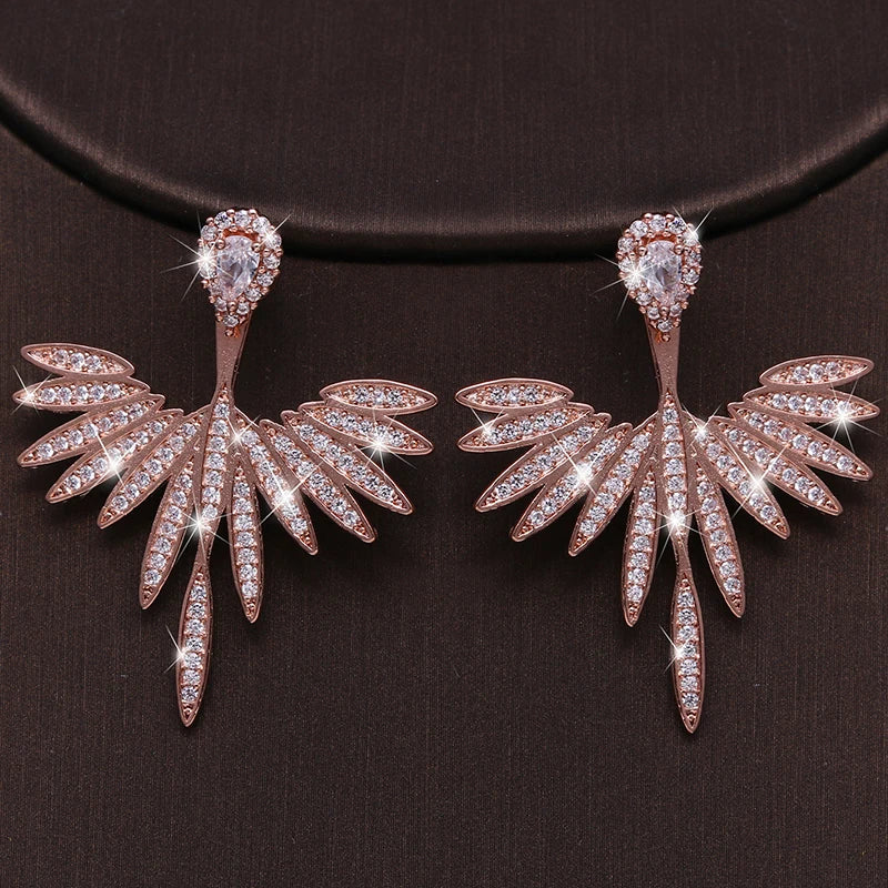 Luxury Trendy Marquise Flower Full Mirco Paved Crystal Zircon Naija Wedding Drop Earring Fashion Party Bridal Jewelry