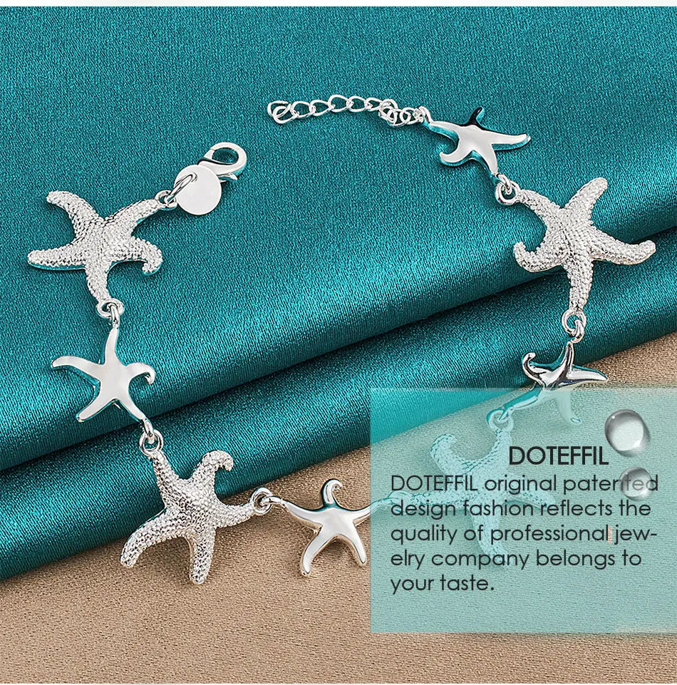 DOTEFFIL 925 Sterling Silver Charm Starfish Bracelet Chain For Women Wedding Engagement Party Fashion Jewelry