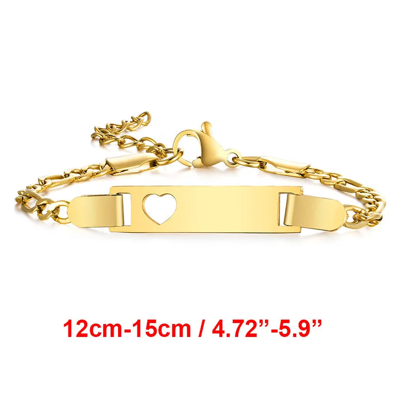 Vnox Personalize Custom Baby Girls Name Bracelet Gold Color Solid Stainless Steel Adjustable Boys Bracelet Gift to New Mom