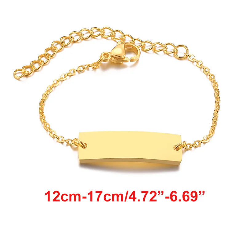 Vnox Personalize Custom Baby Girls Name Bracelet Gold Color Solid Stainless Steel Adjustable Boys Bracelet Gift to New Mom