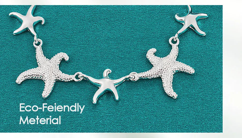 DOTEFFIL 925 Sterling Silver Charm Starfish Bracelet Chain For Women Wedding Engagement Party Fashion Jewelry