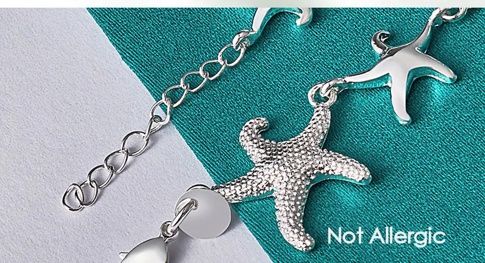 DOTEFFIL 925 Sterling Silver Charm Starfish Bracelet Chain For Women Wedding Engagement Party Fashion Jewelry