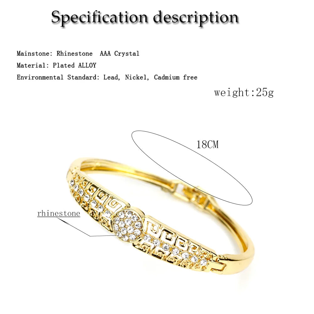 Sunspicems Gold Color Arabic Bracelet Bangle Crystal Women Charm Bracelet Set Dubai Muslim Wedding Jewelry Morocco Bridal Gift