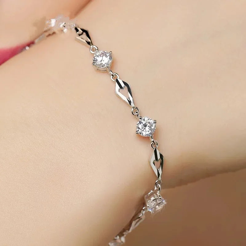 5mm 3.5cttw D Color Round Cut Moissanite Tennis Bracelet For Women 925 Sterling Silver Rhombus Hand Chain Fine Jewelry