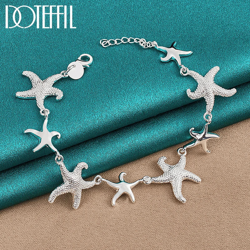 DOTEFFIL 925 Sterling Silver Charm Starfish Bracelet Chain For Women Wedding Engagement Party Fashion Jewelry