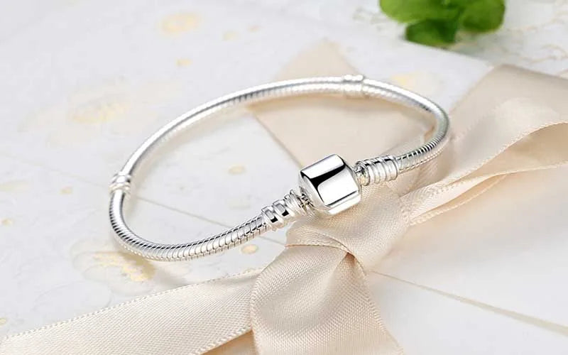 Original 925 Sterling Silver Charm Chain Bracelet Party Wedding Jewelry Long 16-23cm Snake Bone Bracelets for Women DIY Jewelry