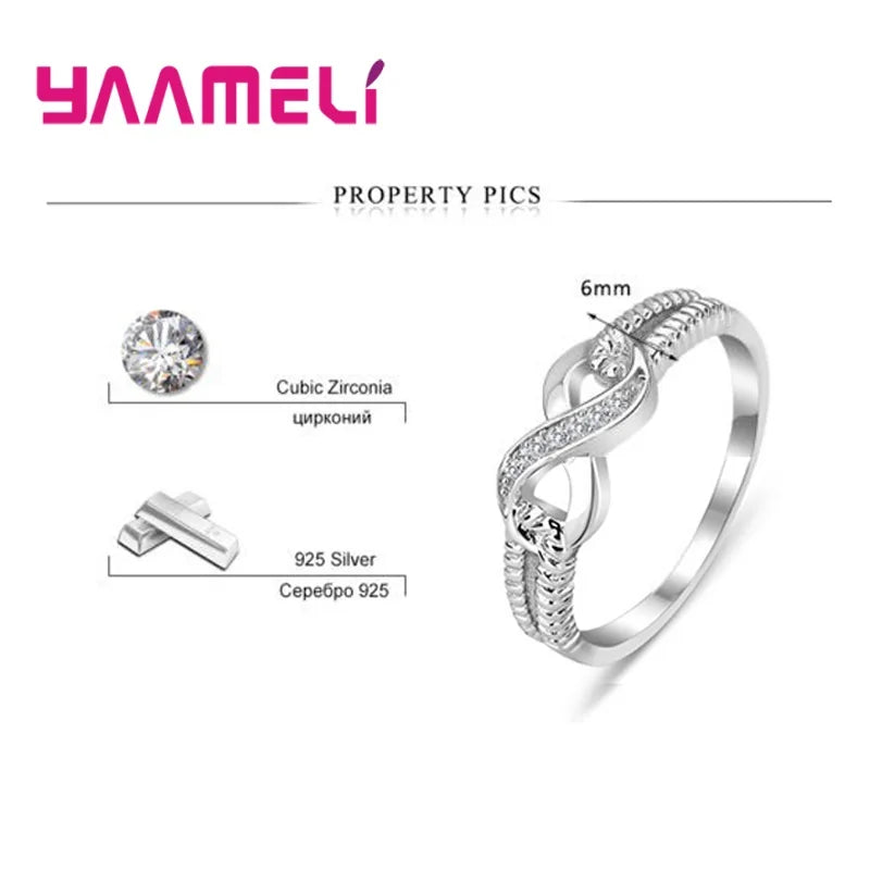 Sweet Bowknot Infinity Love Letter 8 Finger Ring for Women Top Grade Cubic Zircon 925 Sterling Silver Wedding Band S925 Jewelry