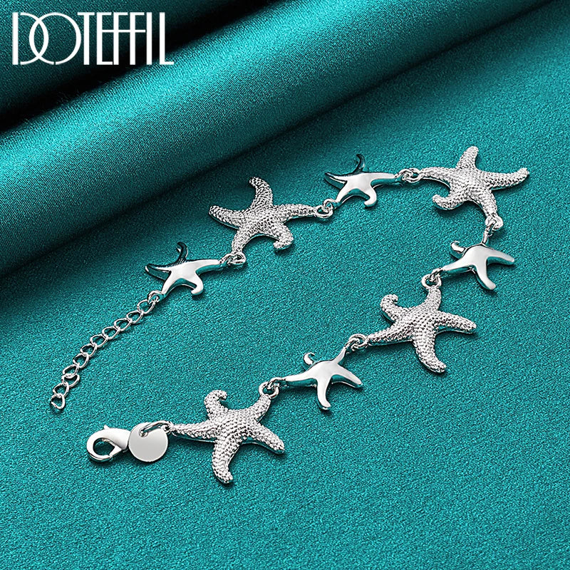 DOTEFFIL 925 Sterling Silver Charm Starfish Bracelet Chain For Women Wedding Engagement Party Fashion Jewelry