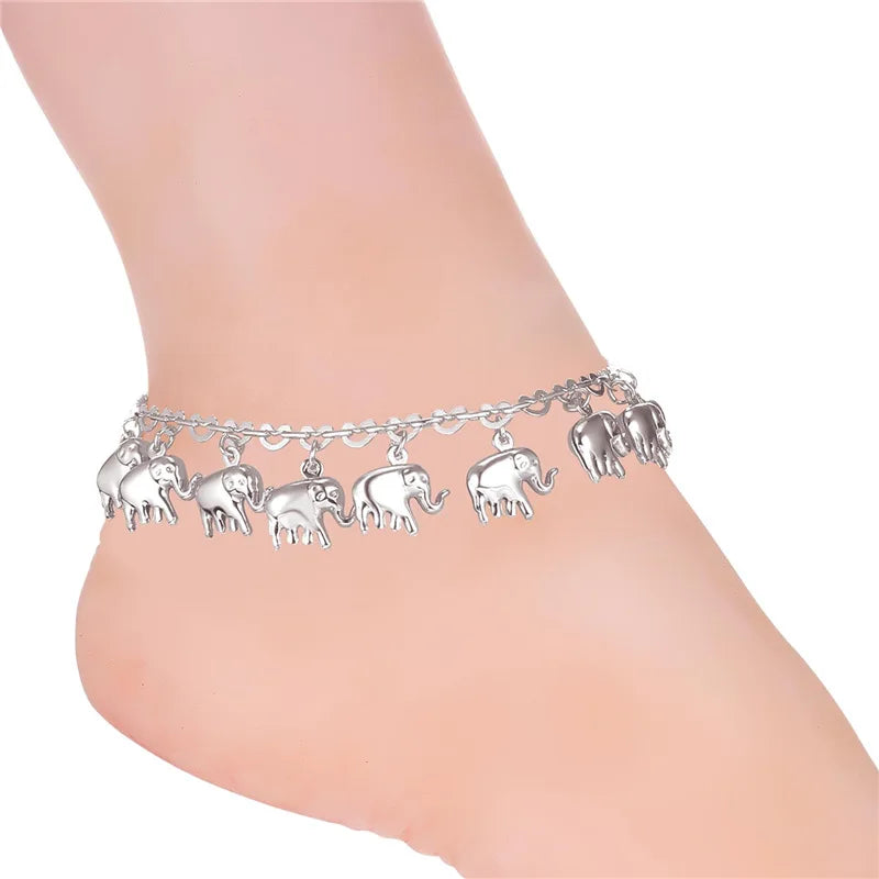 ChainsPro Anklet Summer Jewelry Foot Bracelet Silver Color Little Elephant Anklet Bracelets For Women Bracelet Cheville