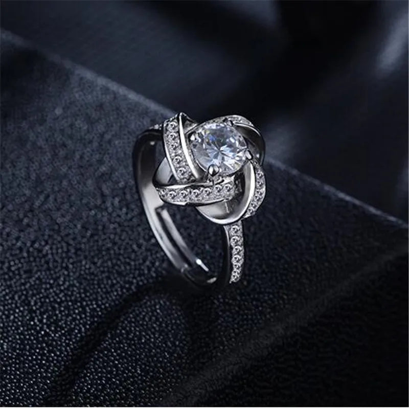 New Arrivals 925 Sterling Silver Crystal Clover Ring Bague Anillos Hot Sale Pure Silver Fine Jewelry For Women