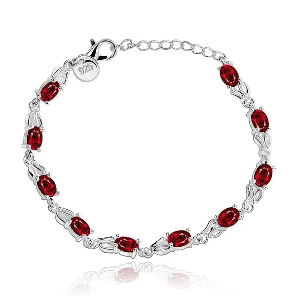 925 sterling silver Bracelets elegant charm beautiful crystal stone red Jewelry fashion for women wedding factory price