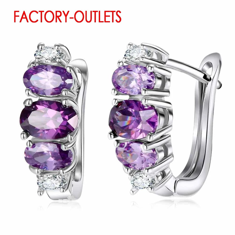 Cubic Color Earrings Zirconia Stone Crystal Masquerade Friendship Accessories Wedding Dance Party 925 Sterling Silver For Women