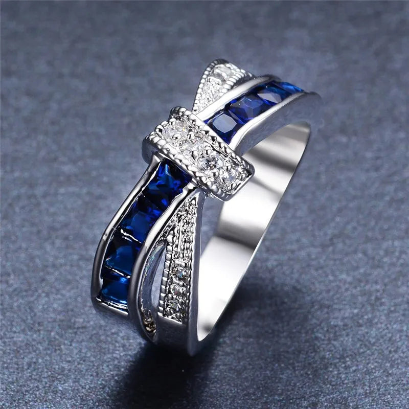 wholesale 925 Sterling silver Ring Beautiful pretty fashion Wedding ring Party White gold color women stone crystal Lady jewelry