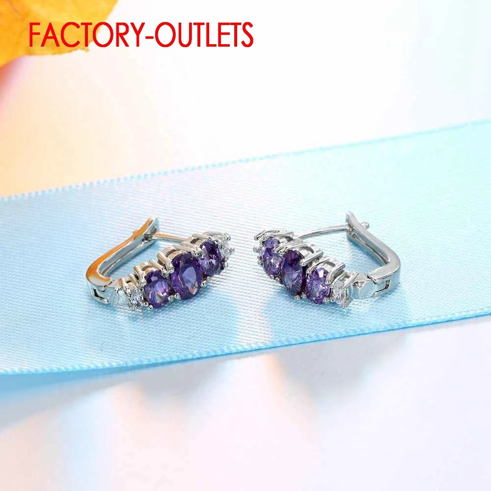 Cubic Color Earrings Zirconia Stone Crystal Masquerade Friendship Accessories Wedding Dance Party 925 Sterling Silver For Women