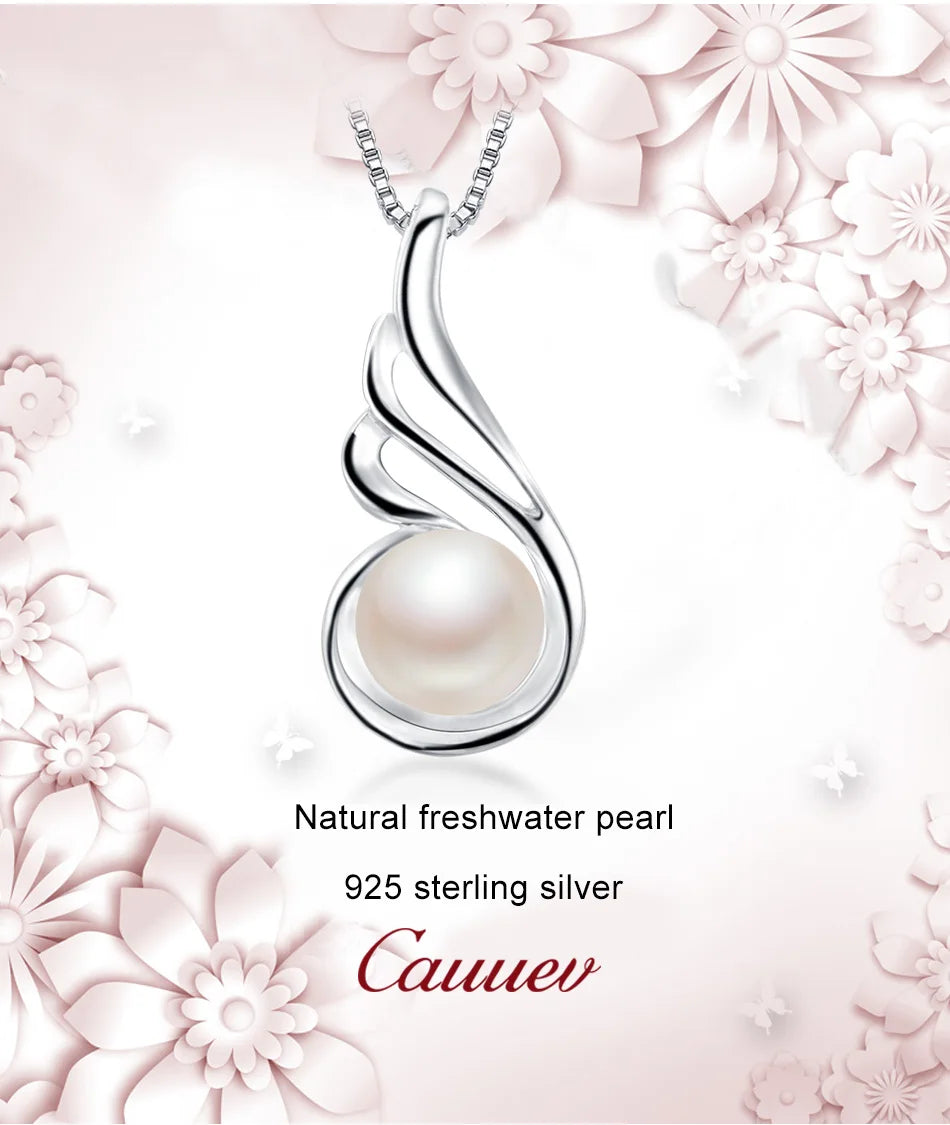 auuev Casual Natural Pearl Jewelry Hot Selling 925 Sterling Silver Zircon Pendant Necklace Party For Women Female fine Jewelry