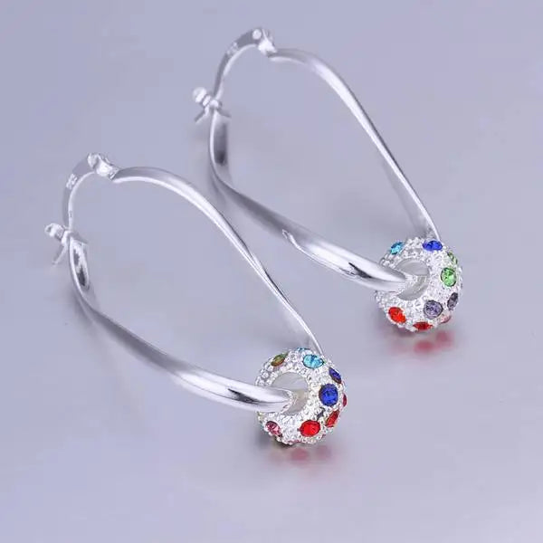 925 silver Earring crystal elegant engagement colorful noble beautiful fashion Jewelry factory price cute gift