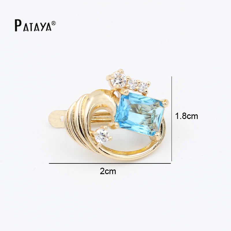 PATAYA Square Olive Green Natural Cubic Zircon Earrings Bridal 585 Rose Gold Color Drop Earrings Women Wedding Party Jewelry