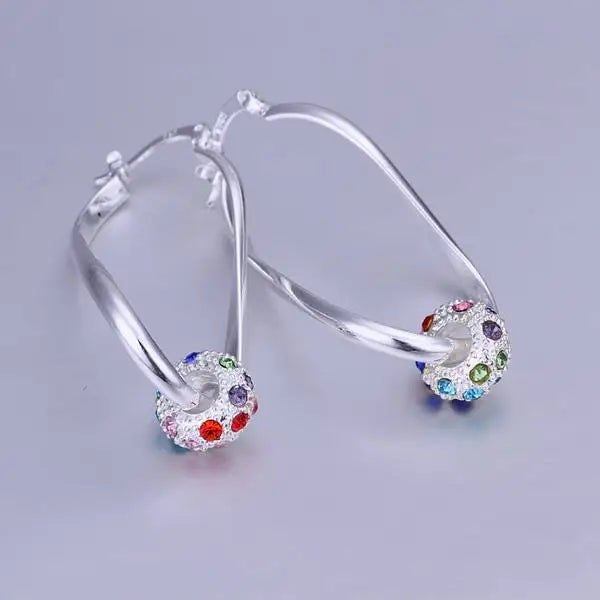 925 silver Earring crystal elegant engagement colorful noble beautiful fashion Jewelry factory price cute gift