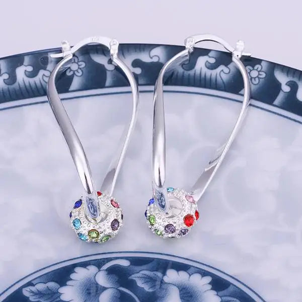 925 silver Earring crystal elegant engagement colorful noble beautiful fashion Jewelry factory price cute gift