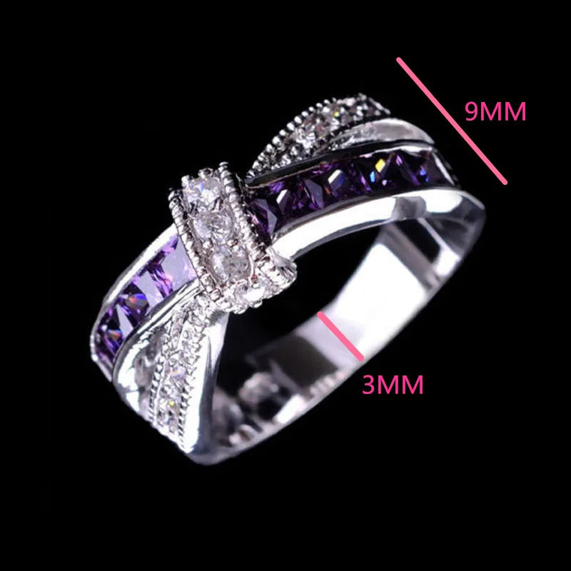 wholesale 925 Sterling silver Ring Beautiful pretty fashion Wedding ring Party White gold color women stone crystal Lady jewelry