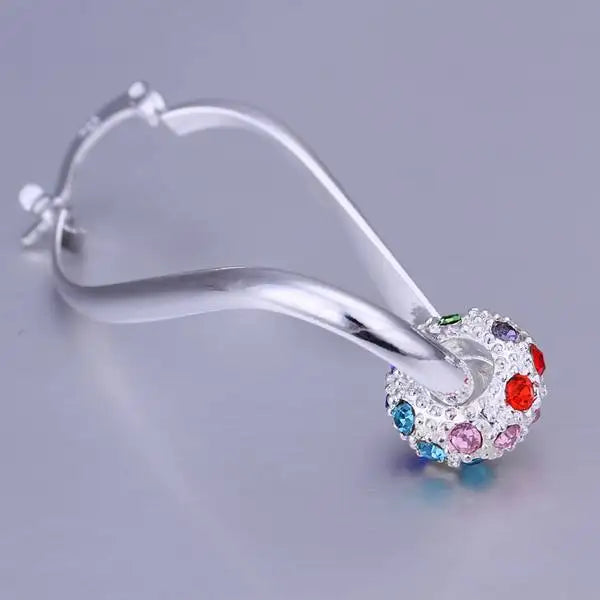 925 silver Earring crystal elegant engagement colorful noble beautiful fashion Jewelry factory price cute gift