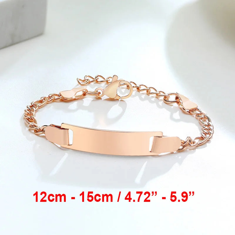 Vnox Personalize Custom Baby Girls Name Bracelet Gold Color Solid Stainless Steel Adjustable Boys Bracelet Gift to New Mom