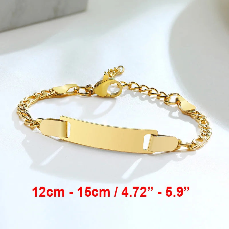 Vnox Personalize Custom Baby Girls Name Bracelet Gold Color Solid Stainless Steel Adjustable Boys Bracelet Gift to New Mom