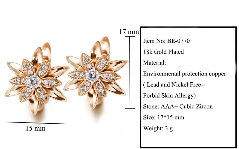 MxGxFam Gold Color Flowers Hoop Earrings For Women Fashion Jewellry AAA+ Cubic Zircon New Design Good Quality