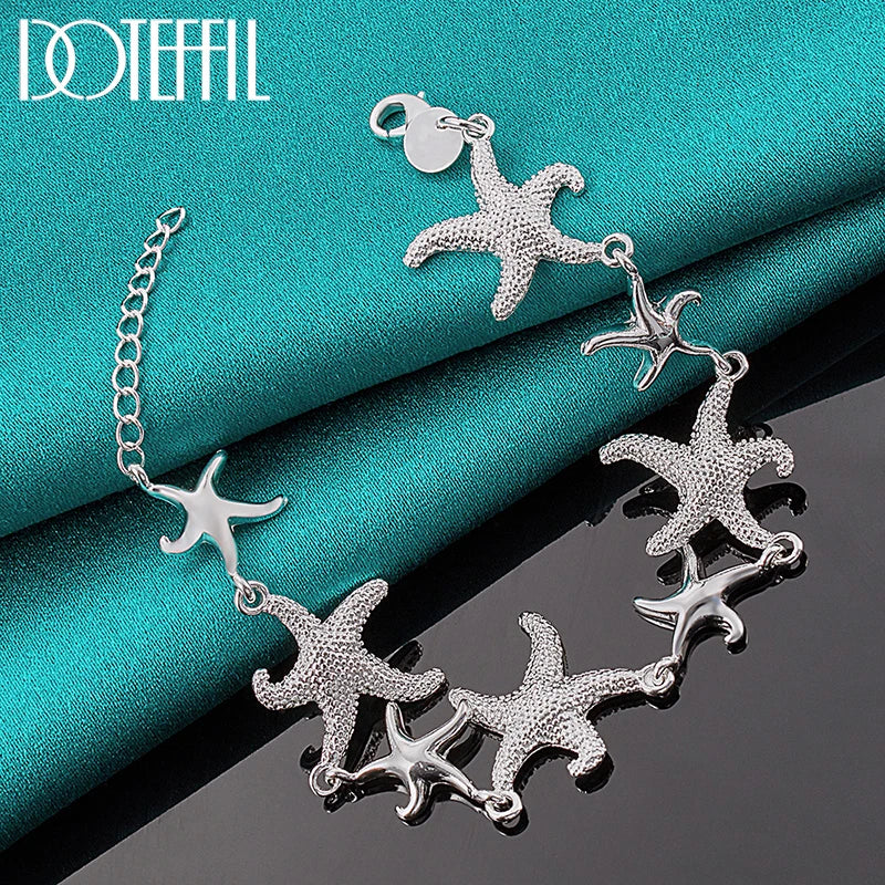 DOTEFFIL 925 Sterling Silver Charm Starfish Bracelet Chain For Women Wedding Engagement Party Fashion Jewelry