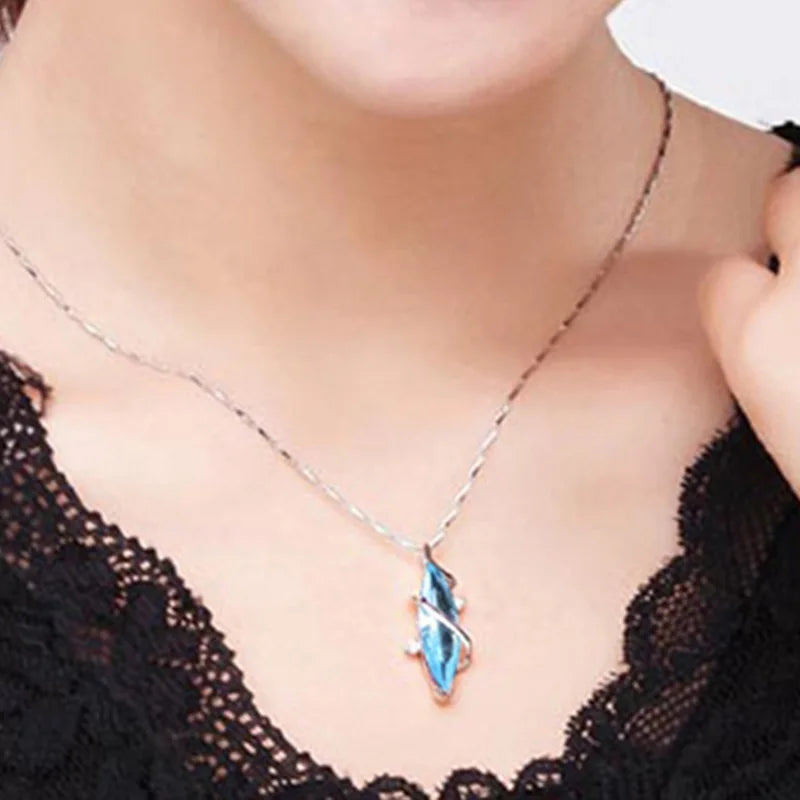 Fashion Pendant Necklace 925 Silver Jewelry with Sapphire Zircon Gemstone Accessories for Women Wedding Party Engagement Gifts