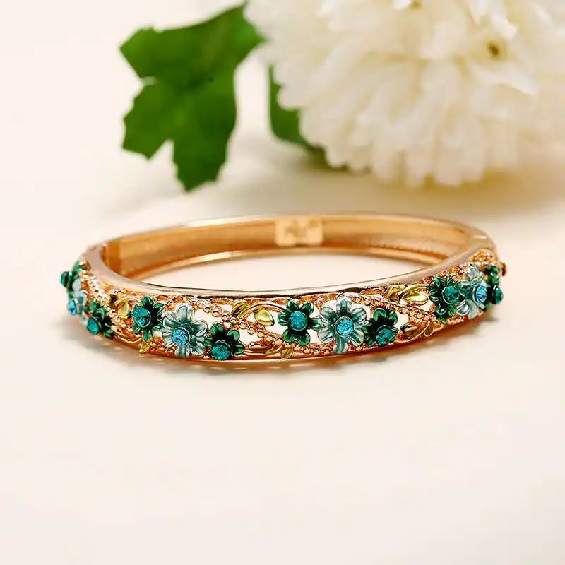 Palace Vintage Bracelet Women's Hand-Painted Delicate Painted Opening Hollow Flower Bracelet Accessories