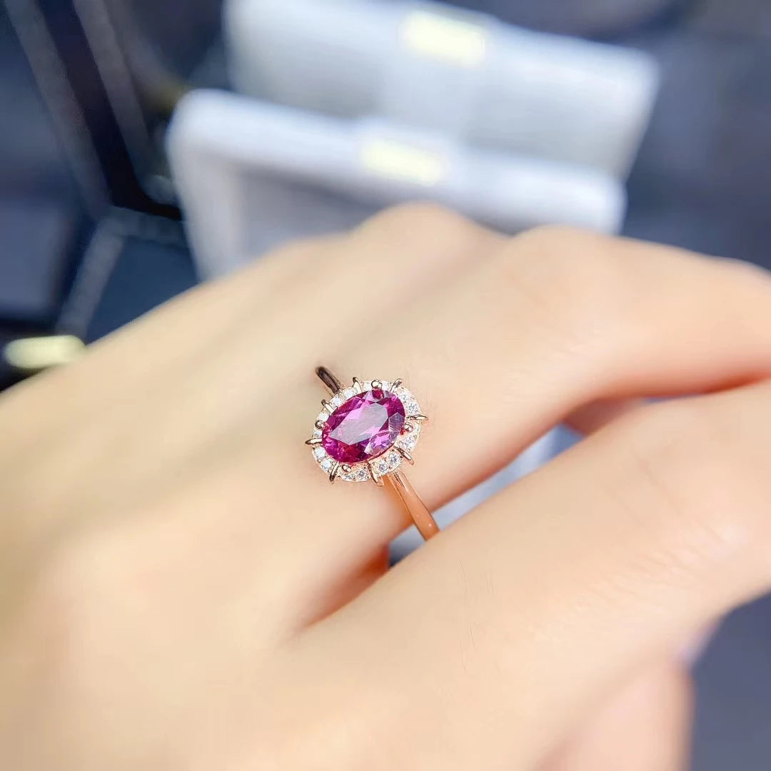 KJJEAXCMY fine jewelry S925 sterling silver inlaid natural pink topaz new girl luxury gemstone ring support test Chinese style