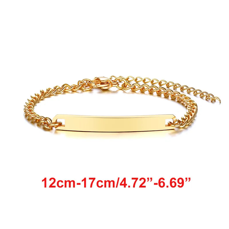 Vnox Personalize Custom Baby Girls Name Bracelet Gold Color Solid Stainless Steel Adjustable Boys Bracelet Gift to New Mom