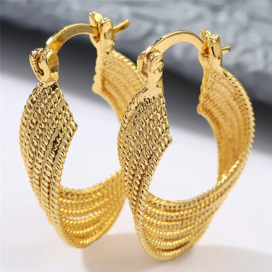 Vintage Simple Geometric Small Circle Hoop Earrings Shiny Gold Color Fashion Brand Jewelry for Women Wedding Party  Gift