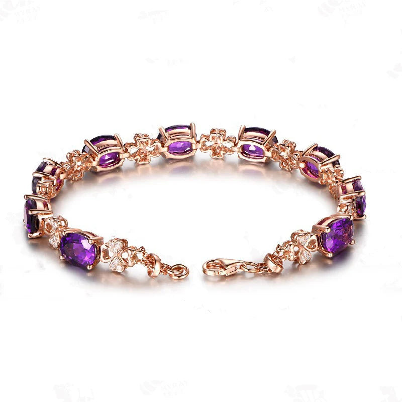 JoiasHome  925 Silver Women Jewelry Set Purple amethyst Gemstone Women Earrings Necklace Bracelet Retro Fine Engagment Jewelry